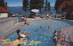 Town & Country Lodge, Heated Pool and Lake Tahoe View Postcard