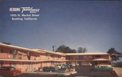 Redding Travelodge Motel with Pool and Cars Postcard