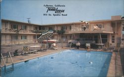 Travelodge Motel with Swimming Pool, Fullerton, CA Postcard