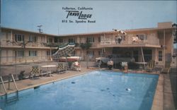Fullerton California Travelodge Motel and Pool Postcard