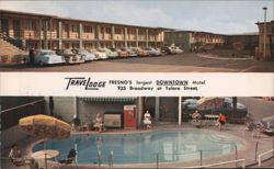Fresno Downtown Travelodge Motel with Pool View Postcard