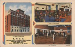 Army and Navy Y.M.C.A. Building, Lounge, and Gymnasium Postcard