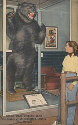 Giant King Kodiak Bear at Stockmen's Hotel, Elko, Nevada Postcard