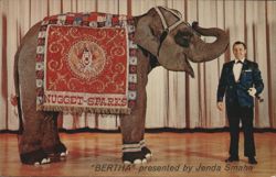 Bertha the Performing Elephant and Jenda Smaha at Nugget Postcard