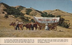 California Gold Label Beer Conestoga Wagon in Western Landscape Postcard