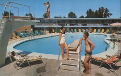 Americana Motel Swimming Pool with High Dive Postcard