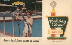 Holiday Inn Swimming Pool with Women in Swimsuits Postcard