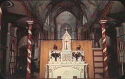 Painted Church Interior with Murals, Kona, Hawaii Postcard