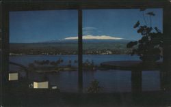 Snowcapped Maunakea from Naniloa Hotel Window, Hilo, Hawaii Postcard