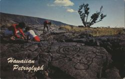 Hawaiian Petroglyph on Lava Rock, Hawaii Postcard