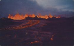 Mauna Loa Eruption: Fiery Lava Fountains, 1950 Postcard