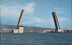 Honolulu Harbor Drawbridge Open at Kalihi Channel Postcard