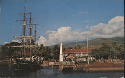 Carthaginian Sailing Ship and Pioneer Inn, Lahaina Waterfront Postcard