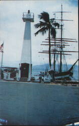 Lahaina Lighthouse, Maui with Sailing Ship Postcard