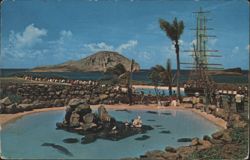 Sea Life Park - Whaler's Cove with Essex Ship and Rabbit Island Postcard