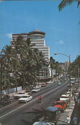Kalakaua Avenue, Waikiki with Modern Office Buildings Postcard
