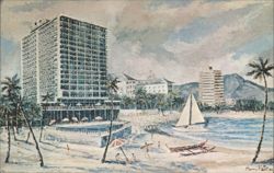 Waikiki Outrigger Hotel and Beach, Hawaii Postcard