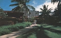 Royal Lahaina Resort Path with Palm Trees, Kaanapali Beach Postcard