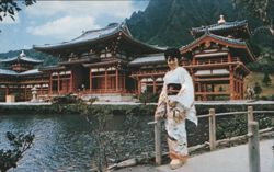 BYODO-IN TEMPLE at Valley of the Temples, Oahu, HI Postcard