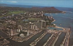 Waikiki Aerial View with Diamond Head and Honolulu Coastline Postcard