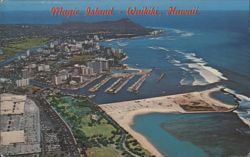 Aerial View of Magic Island Development - Waikiki, HI Postcard