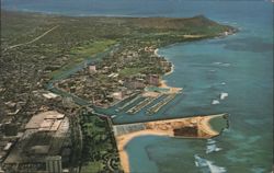 Waikiki and Diamond Head with Ala Moana Shopping Center Postcard