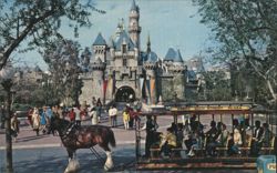 Sleeping Beauty Castle with Horse-Drawn Streetcar, Disneyland Postcard