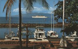 Lahaina Harbor with Luxury Liners and Sailing Ships, Maui Postcard