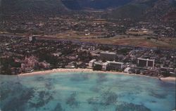 Waikiki Beach Aerial View, Resort Hotel Area Postcard