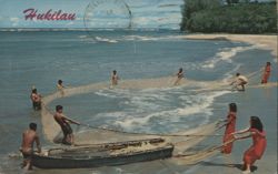 Hukilau: Traditional Hawaiian Net Fishing Postcard