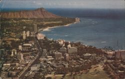 Aerial View of Waikiki Beach and Diamond Head Postcard