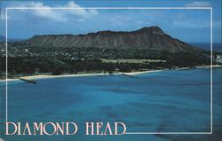 Diamond Head and Waikiki Coastline from Helicopter Postcard