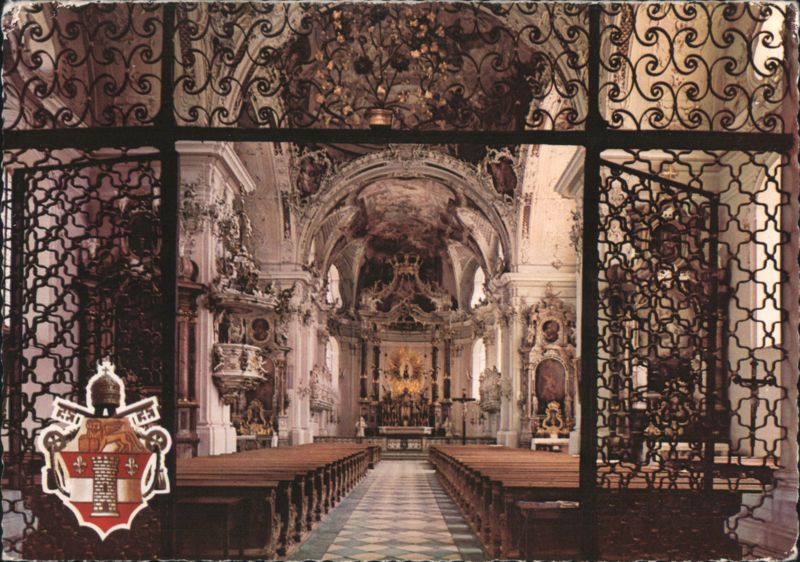 Innsbruck-Wilten Basilica Interior with Papal Coat of Arms Austria