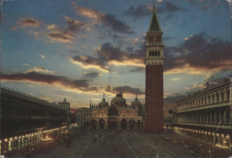 St. Mark's Square and Campanile by Night, Venice Italy