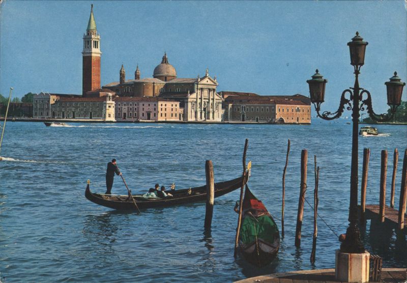 Gondola, San Giorgio Maggiore Basilica and Bell Tower, Venice Italy