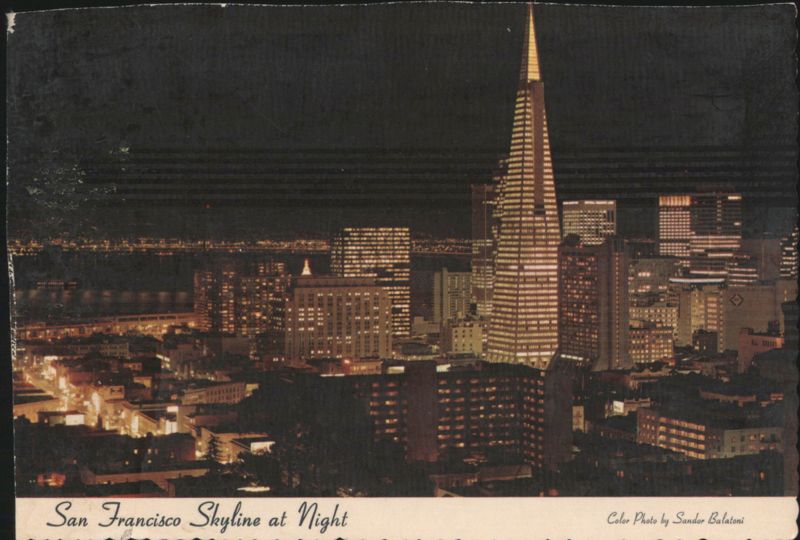 San Francisco Skyline at Night with Transamerica Pyramid California