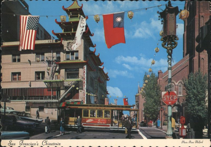 San Francisco's Chinatown Street Scene with Cable Car California