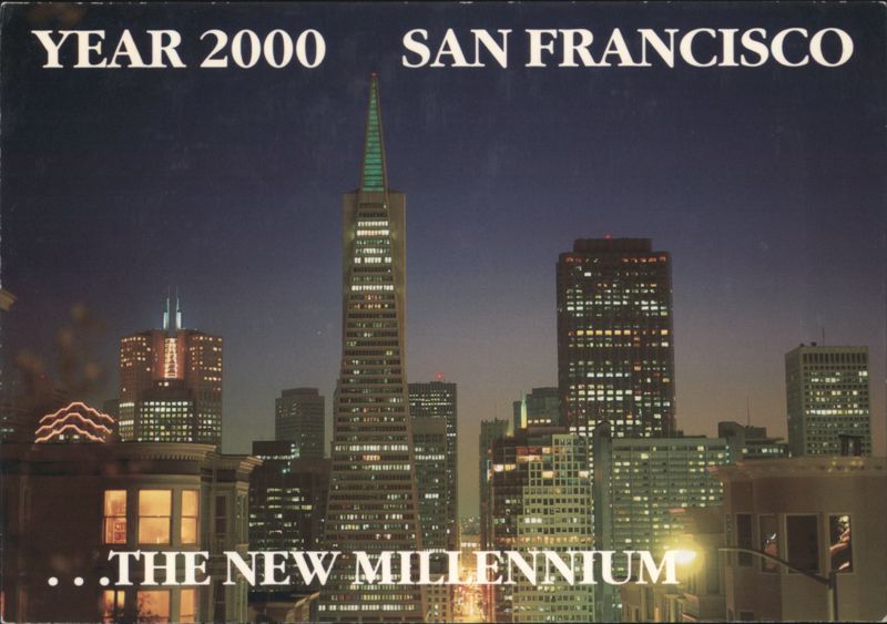 San Francisco Skyline at Night, Year 2000 New Millennium California