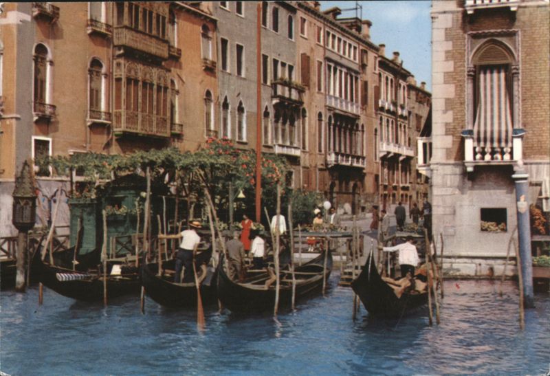 Gondola Traghetto on a Canal in Venice Venezia Italy