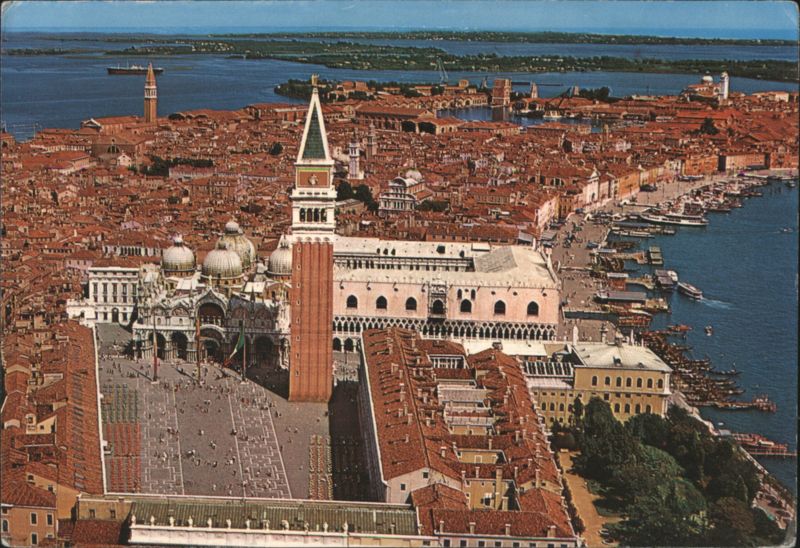 Venice: Aerial View of St. Mark's Square & Doge's Palace Venezia Italy