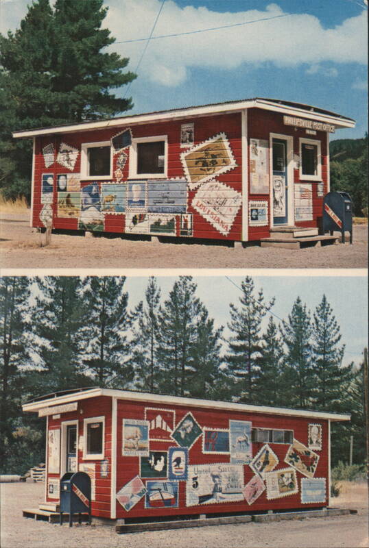 Phillipsville Post Office with Giant Postage Stamps California