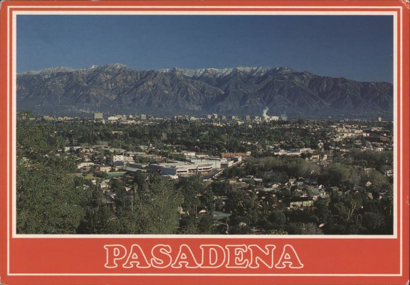 Panorama of Pasadena with Snow-Brushed San Gabriel Mountains California