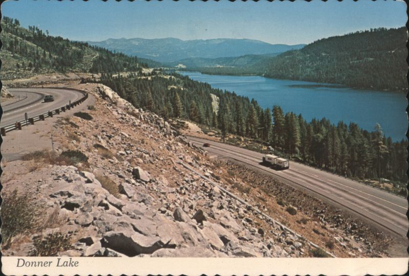 Donner Lake Highway with Mountain and Lake View Truckee California