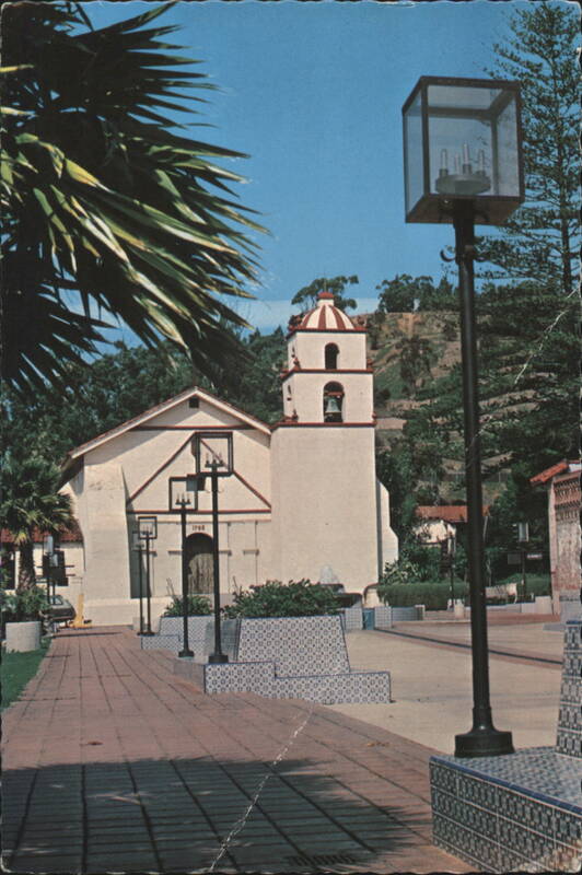 Mission San Buenaventura Bell Tower & Courtyard Walkway California