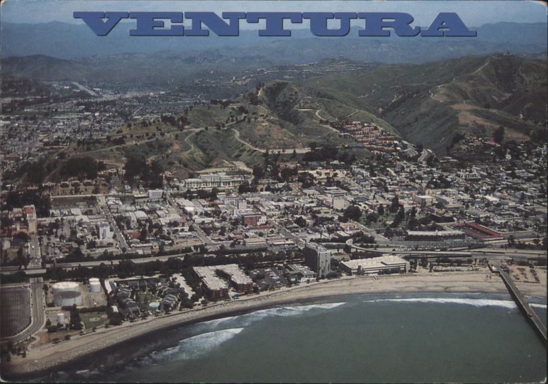 VENTURA - Aerial View of West Side, Foothills & Ocean California