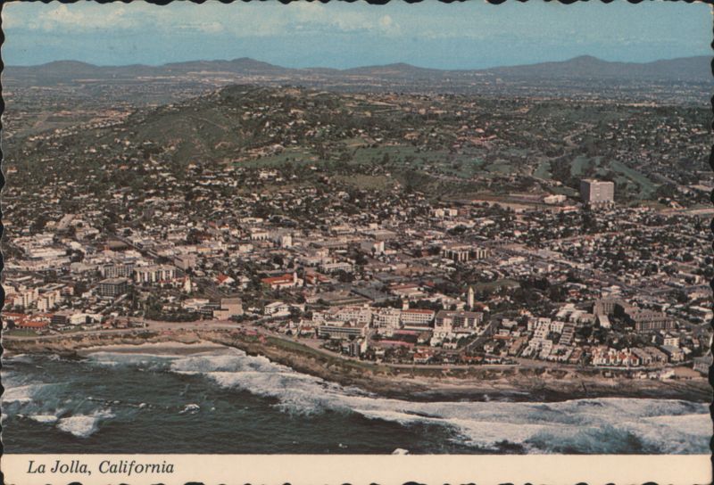 Aerial View of La Jolla, California Coastline and Town
