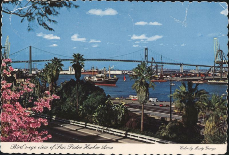 San Pedro Harbor Area with Vincent Thomas Bridge California