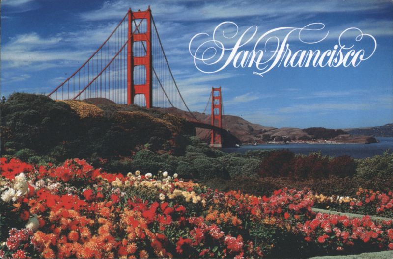 Golden Gate Bridge with Flower Field, San Francisco California