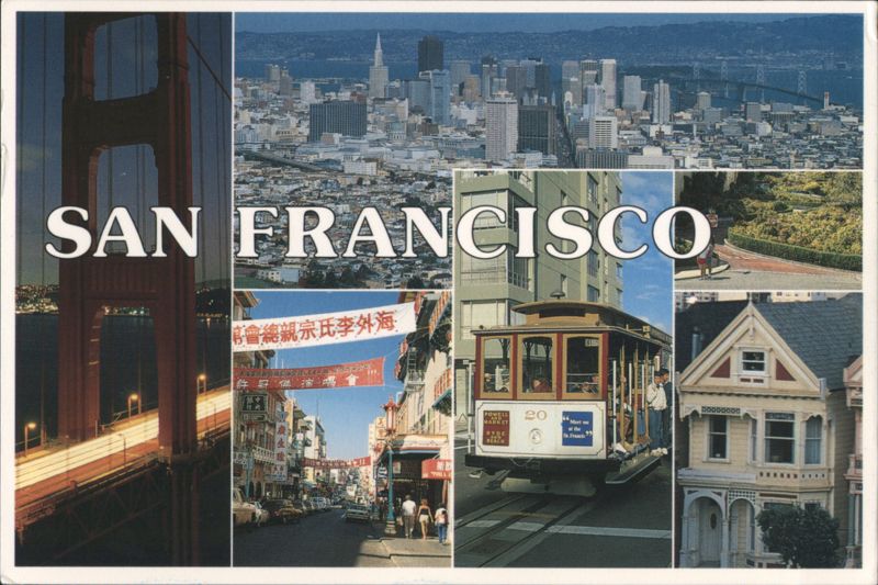 San Francisco Collage with Golden Gate Bridge and Cable Car California