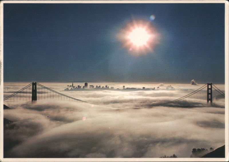 Golden Gate Bridge Above San Francisco Morning Fog California